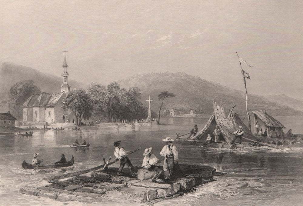 QUEBEC. Lake of the two Mountains. Lac des Deux Montagnes. Church. BARTLETT 1842